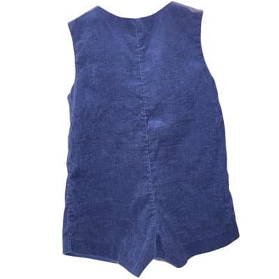 Vintage Baby Boy Corduroy Romper 12M Red Bird Embroidery Blue Overalls - Thumbnail 4