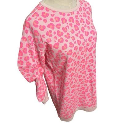 Cabana by Crown & Ivy Women’s Pink Leopard Print Sweatshirt Dress Size L NWT - Thumbnail 4
