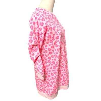 Cabana by Crown & Ivy Women’s Pink Leopard Print Sweatshirt Dress Size L NWT - Thumbnail 2