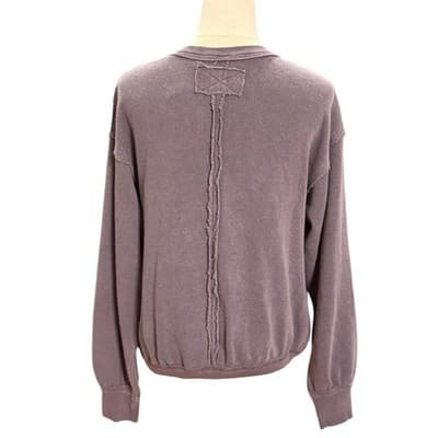 Free People We The Free Surplice Wrap Sweatshirt XS Oversized Raw Seam NWT - Thumbnail 3