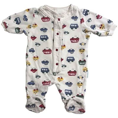 Vintage Little Me Baby Romper | Cars, Buses, & Bikes Print 0-3 Months - Image 1