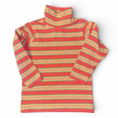 Vintage Mulberribush Girls Rainbow Stripe Turtleneck Top Size 6 USA Made - Image 1