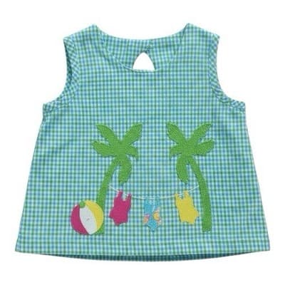 Vintage Greggy Girl Girls Gingham Palm Tree Applique Top Size 6X USA Made - Image 1
