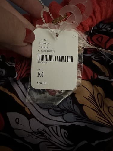 Free People Mini Skirt in Red with Floral Pattern Size Medium - Thumbnail 4