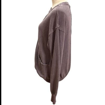 Free People We The Free Surplice Wrap Sweatshirt XS Oversized Raw Seam NWT - Thumbnail 4