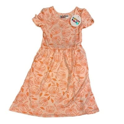 Dot Dot Smile Girls Pumpkin Print Maxi Dress 12/24M - Perfect for Fall - Image 1