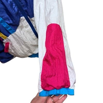 Vintage 80s Sports Accent Colorblock Windbreaker Jacket Large - Thumbnail 7