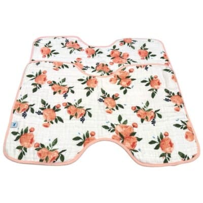 Little Unicorn Watercolor Roses Cotton Muslin Gift Set Swaddle Bibs Burp Cloth - Thumbnail 3