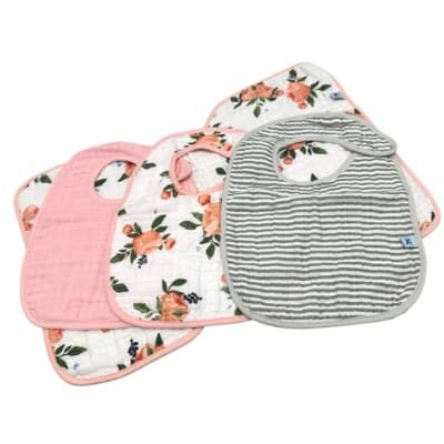 Little Unicorn Watercolor Roses Cotton Muslin Gift Set Swaddle Bibs Burp Cloth - Thumbnail 2