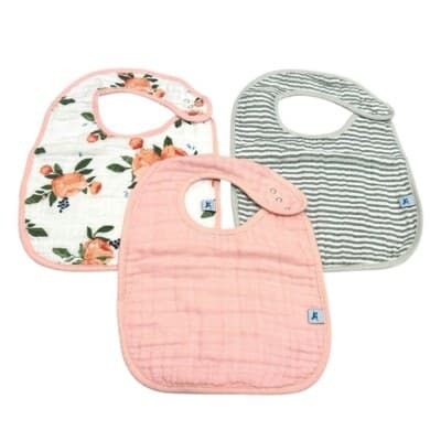 Little Unicorn Watercolor Roses Cotton Muslin Gift Set Swaddle Bibs Burp Cloth - Thumbnail 7