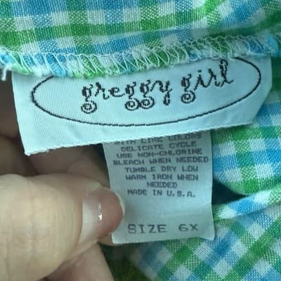 Vintage Greggy Girl Girls Gingham Palm Tree Applique Top Size 6X USA Made - Thumbnail 6