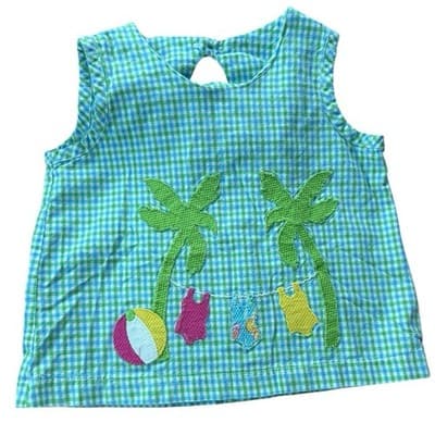 Vintage Greggy Girl Girls Gingham Palm Tree Applique Top Size 6X USA Made - Thumbnail 2
