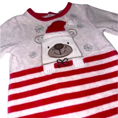 Vintage Zip Zap Infant Christmas Polar Bear Footed Romper - Size 1M - Thumbnail 2