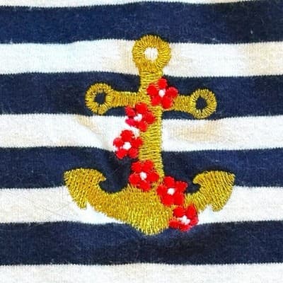 Vintage Basic Editions Girls Nautical Anchor Dress Size 5 Navy White Stripe Y2K - Thumbnail 2