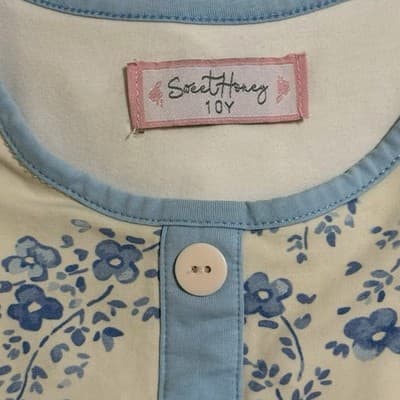 SweetHoney Girls Size 10Y Blue Floral Button Front Cottagecore Dress - Thumbnail 9