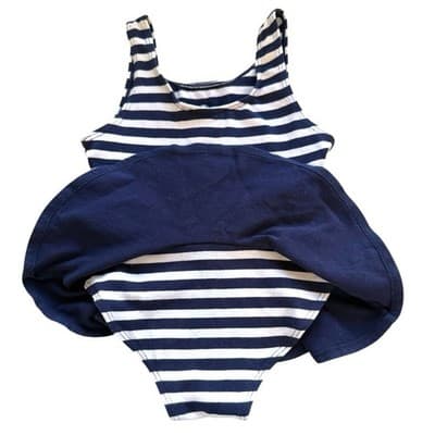 Vintage Basic Editions Girls Nautical Anchor Dress Size 5 Navy White Stripe Y2K - Thumbnail 5