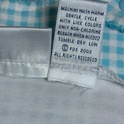 Vintage First Impressions Baby Romper 6–9M Aqua Gingham Embroidered + Headband - Thumbnail 8