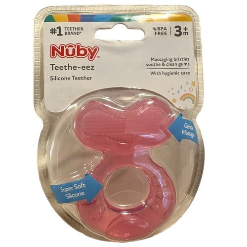 Nuby Silicone Teethe-Eez Teether with Bristles & Hygienic Case 3M+ - Image 1