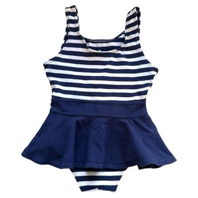 Vintage Basic Editions Girls Nautical Anchor Dress Size 5 Navy White Stripe Y2K - Thumbnail 4