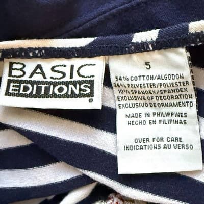 Vintage Basic Editions Girls Nautical Anchor Dress Size 5 Navy White Stripe Y2K - Thumbnail 6