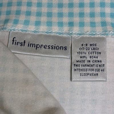 Vintage First Impressions Baby Romper 6–9M Aqua Gingham Embroidered + Headband - Thumbnail 7