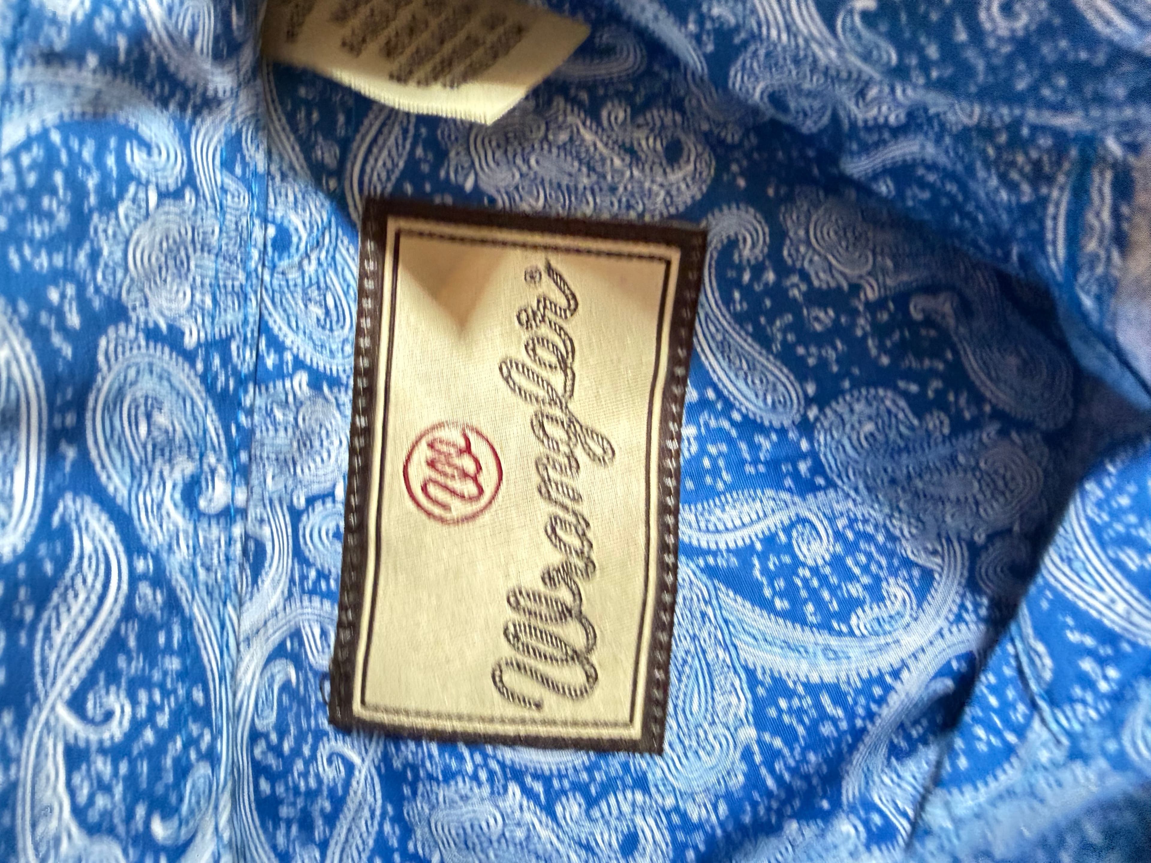 Wrangler George Strait Western Shirt Men's M Blue Paisley L/S Button-Down Cowboy - Thumbnail 3