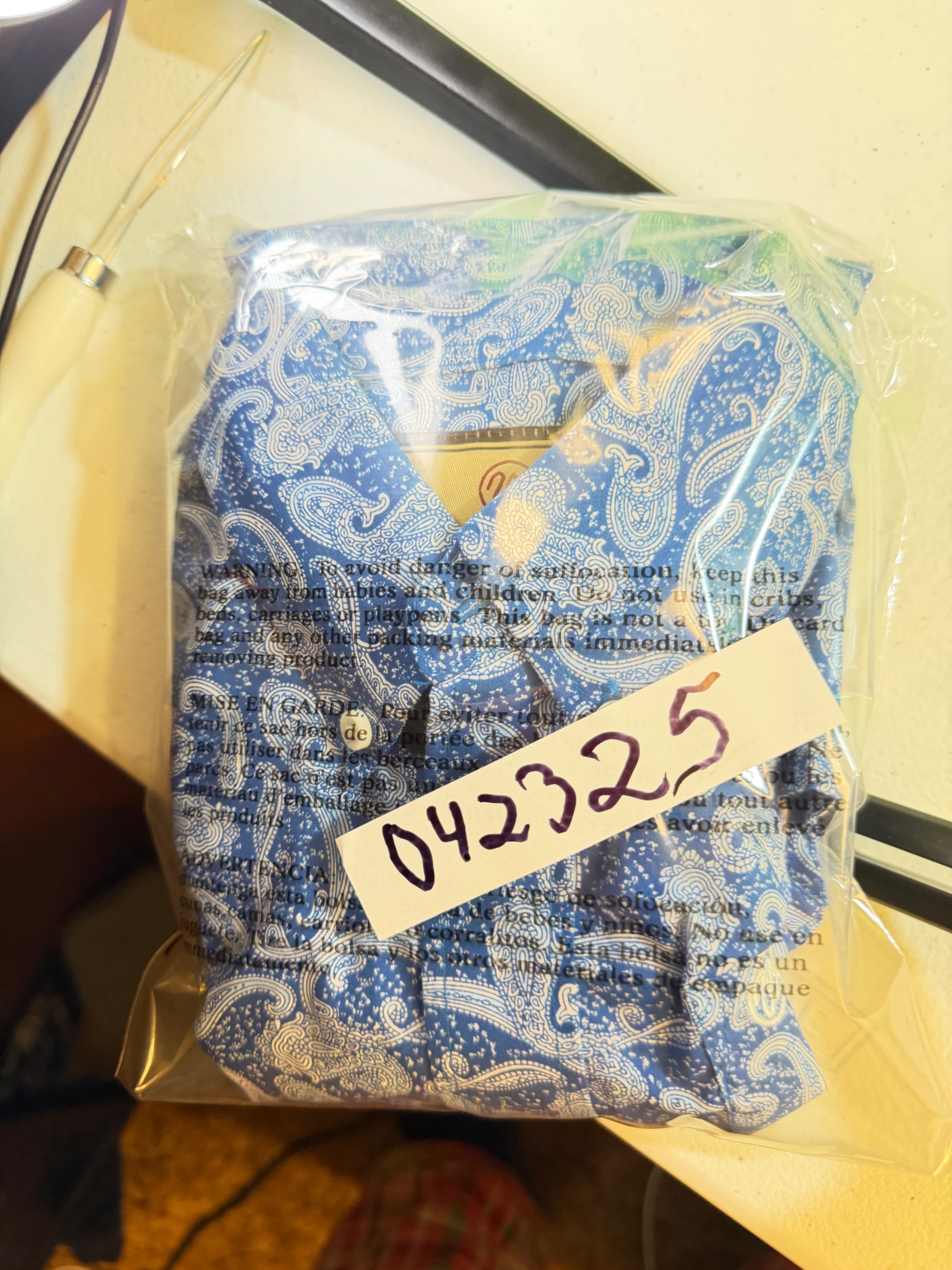 Wrangler George Strait Western Shirt Men's M Blue Paisley L/S Button-Down Cowboy - Thumbnail 9