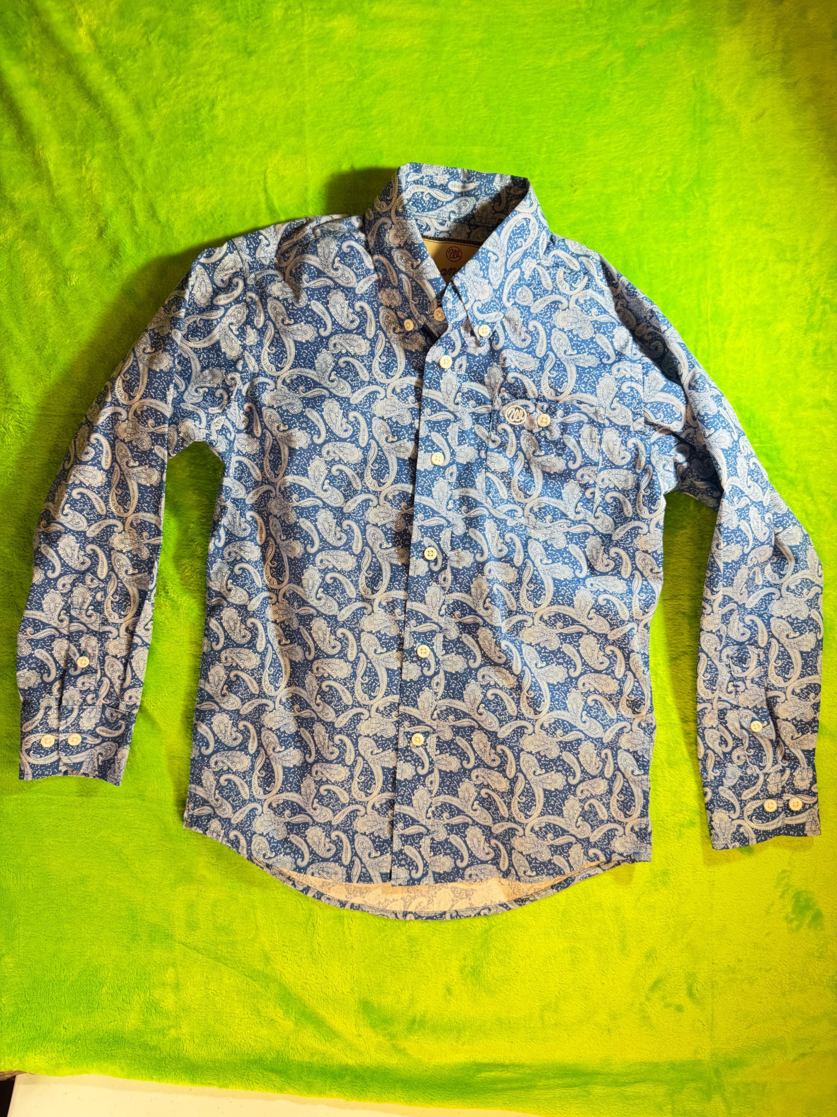 Wrangler George Strait Western Shirt Men's M Blue Paisley L/S Button-Down Cowboy - Image 1