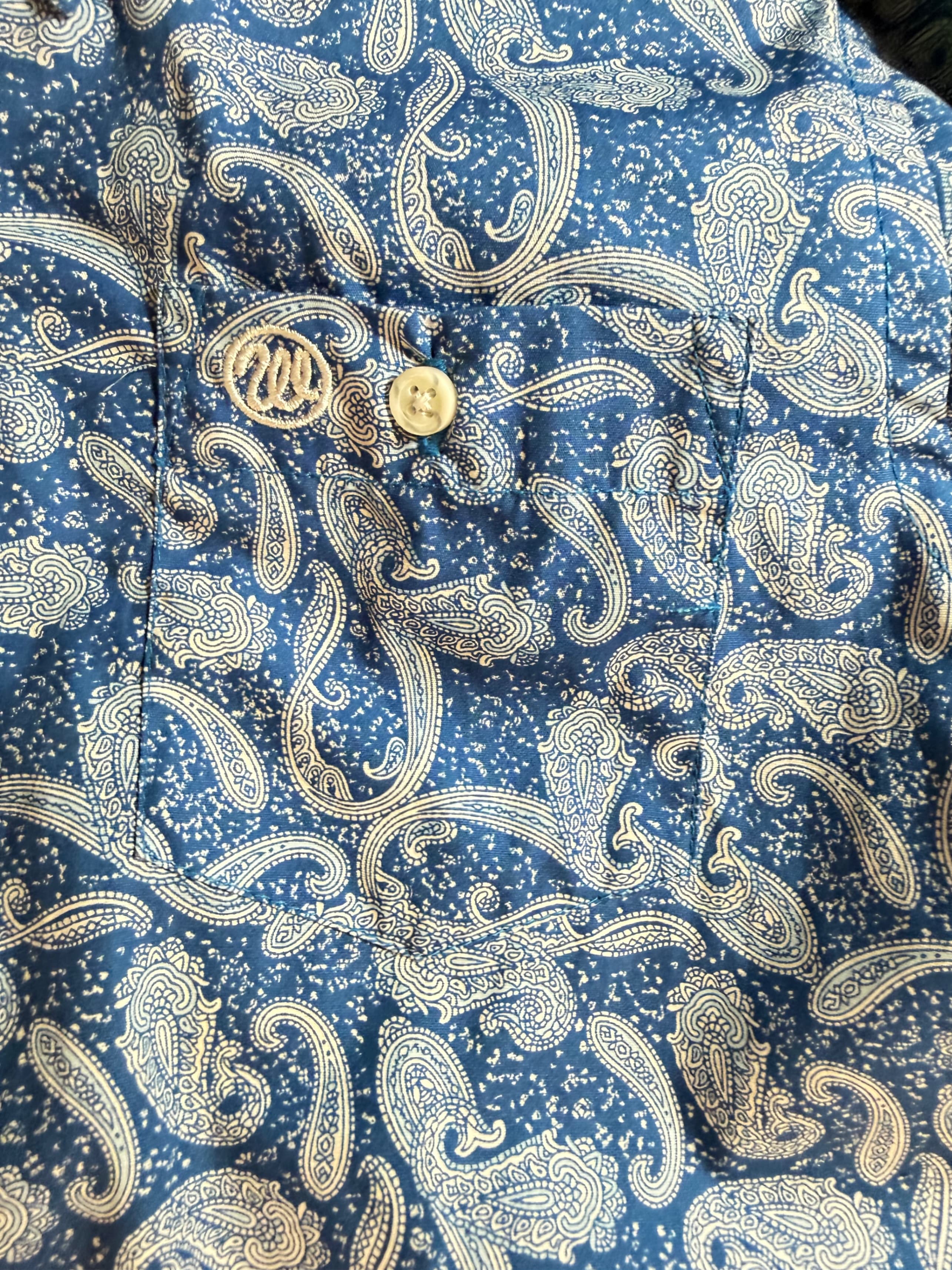 Wrangler George Strait Western Shirt Men's M Blue Paisley L/S Button-Down Cowboy - Thumbnail 5