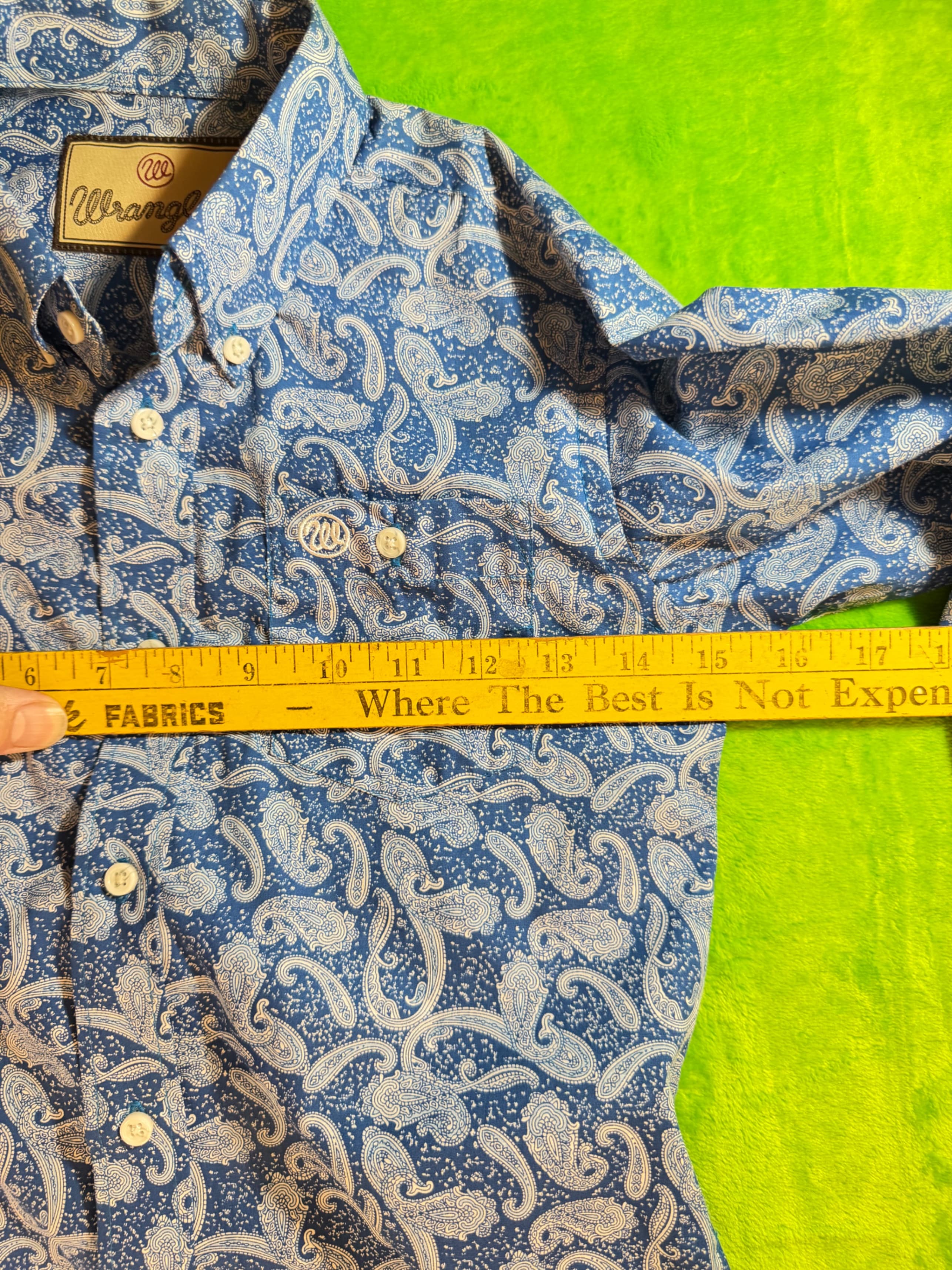 Wrangler George Strait Western Shirt Men's M Blue Paisley L/S Button-Down Cowboy - Thumbnail 8