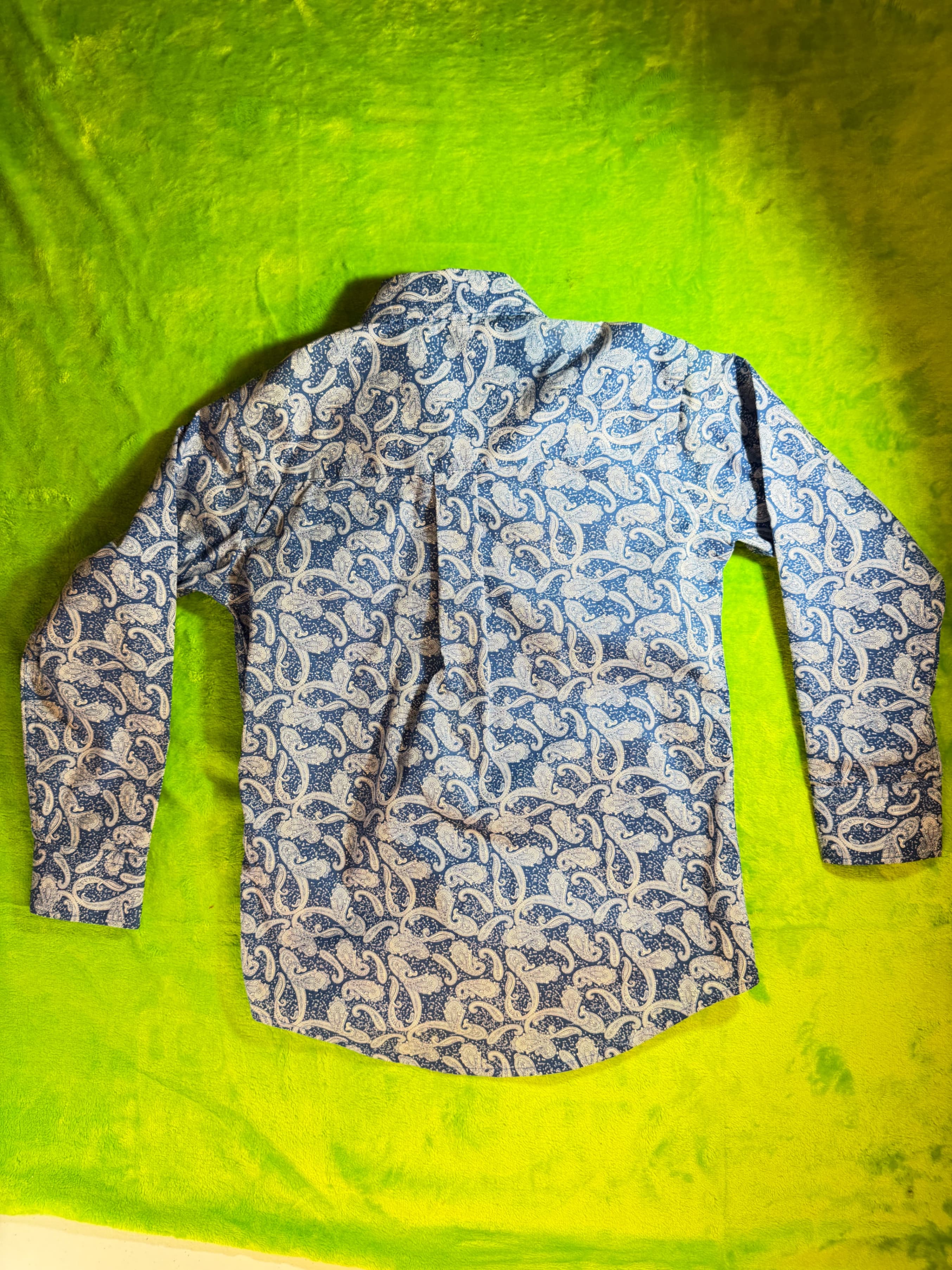 Wrangler George Strait Western Shirt Men's M Blue Paisley L/S Button-Down Cowboy - Thumbnail 2