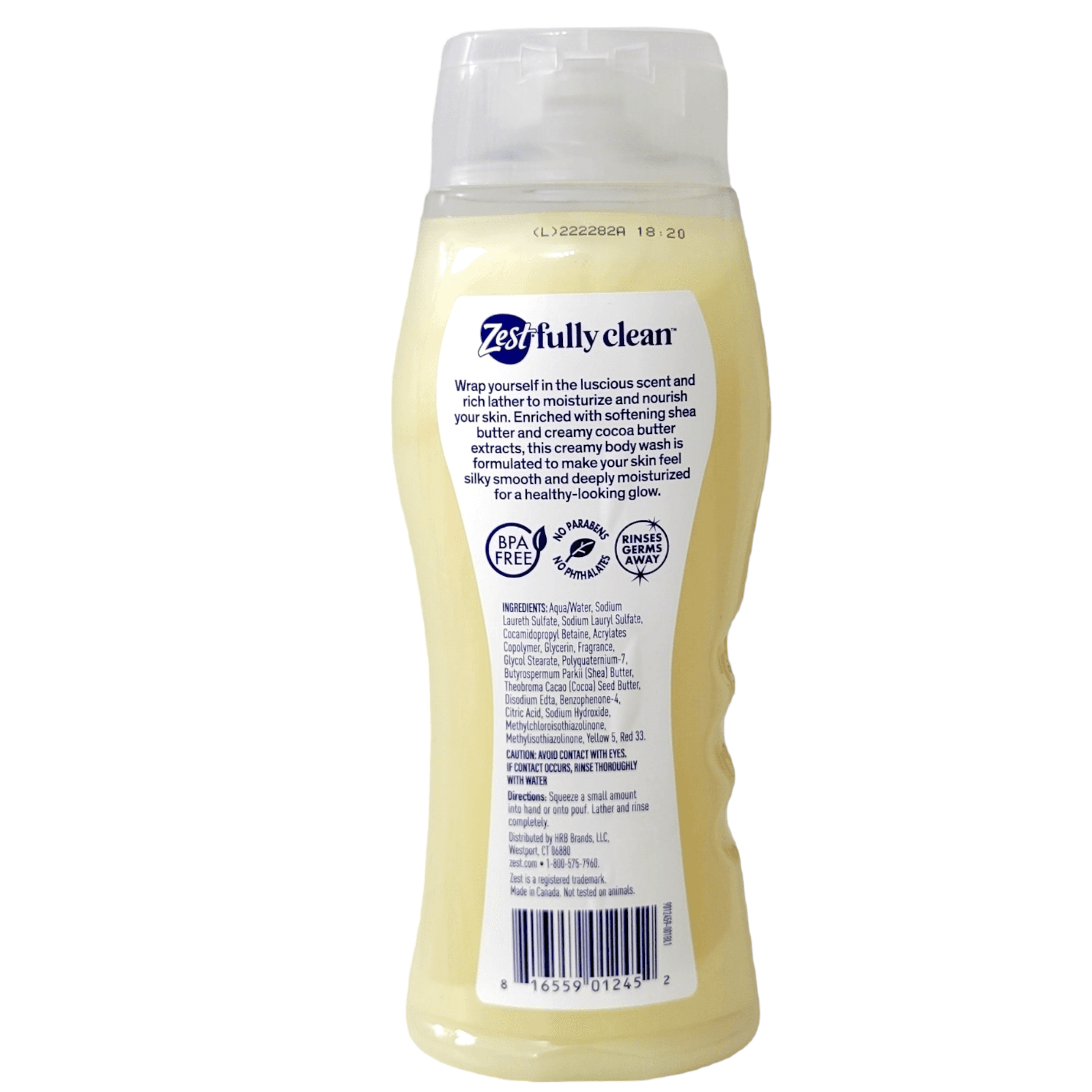 (2) Zest Creamy Indulgence Cocoa Butter & Shea Moisturizing Body Wash-18oz Each - Thumbnail 3