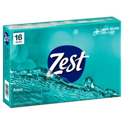 Zest Aqua - 16 bars - rich and refreshing foam. Invigorating bar soap - Image 1