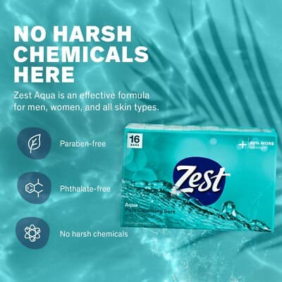 Zest Aqua - 16 bars - rich and refreshing foam. Invigorating bar soap - Thumbnail 6