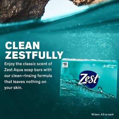 Zest Aqua - 16 bars - rich and refreshing foam. Invigorating bar soap - Thumbnail 2