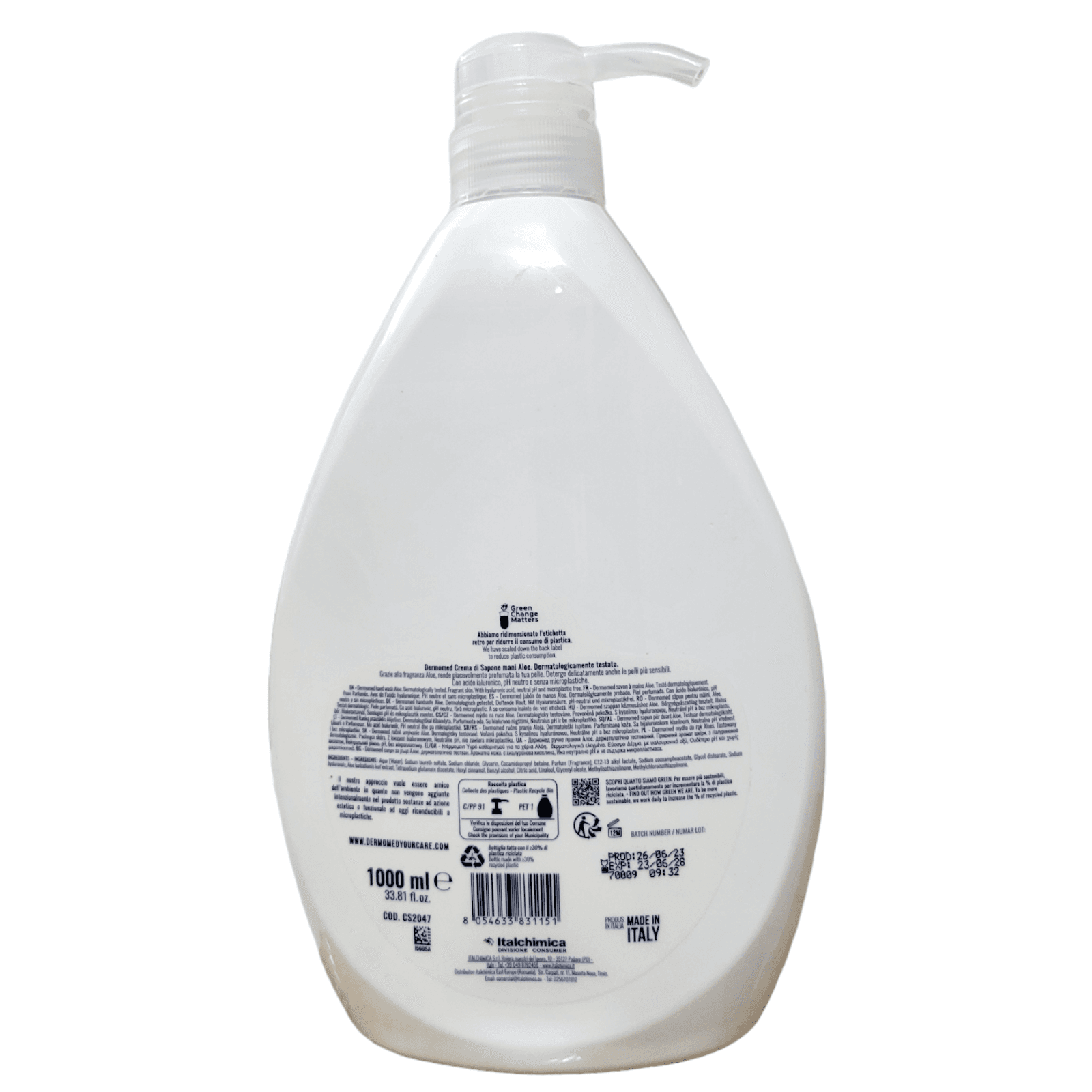 DERMOmed Liquid Hand Soap Aloe Vera 1L Original Italian Moisturizing - Thumbnail 4