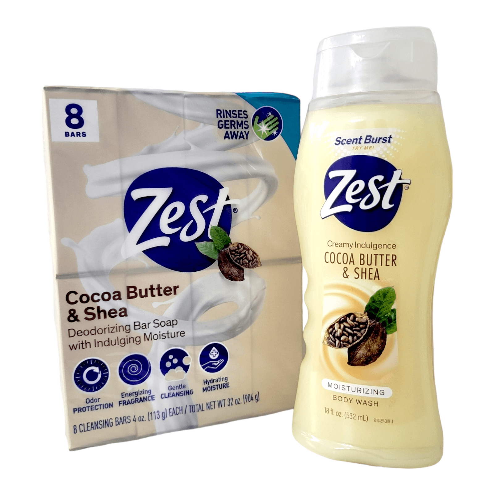 Zest Bar Soap Shower Set 8 Bars +Cocoa Butter & Shea Butter Body Wash+ Hydration - Thumbnail 10