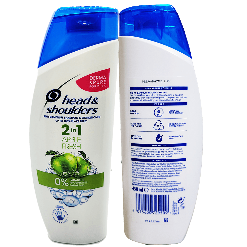 HEALD & SHOULDERS Apple Fresh 500 ml.Anti-Dendruff Shampoo up to 100% Flake Free - Thumbnail 3