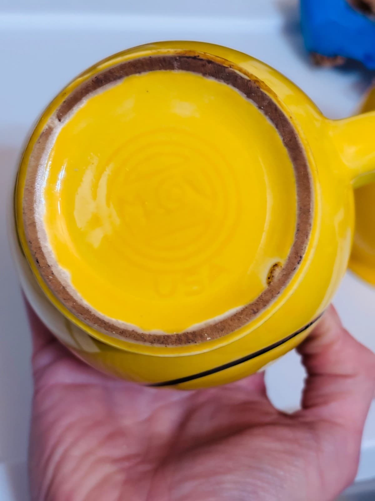 McCoy Pottery Smiley Face Mugs 1970s Yellow Lot Of 2 - Thumbnail 3