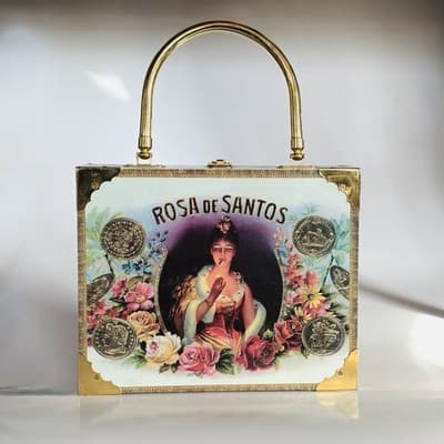 Vintage "Rosa De Santos" Flor el Todo Cigar Box Purse - Thumbnail 2