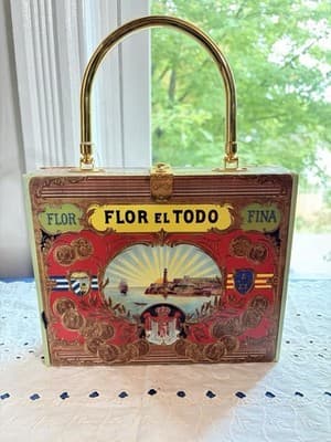Vintage "Rosa De Santos" Flor el Todo Cigar Box Purse - Image 1