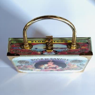 Vintage "Rosa De Santos" Flor el Todo Cigar Box Purse - Thumbnail 3