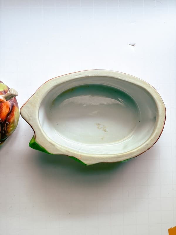 Vintage Art Deco Ceramic Lidded Powder Jar Bathing Beauty on Turtle Shell - Thumbnail 3