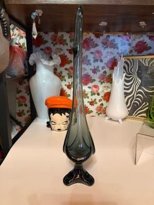 A vintage Viking Glass Epic Drape swung vase in smoky grey - Thumbnail 4