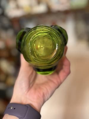 Vintage MCM Viking Drape Swung Glass Vase Avocado Green - Thumbnail 7