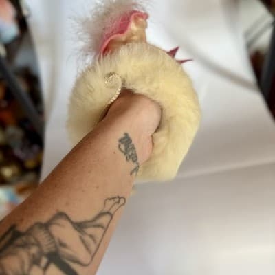 Vintage Fur w/ Doll Face Muff Warmer w/ Chain Strap – Mid Century Kitsch - Thumbnail 6