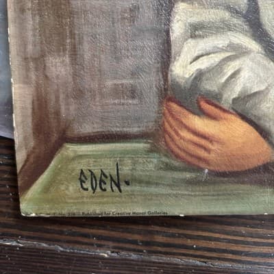 Vintage 1960's Eden “Sailor Girl” Lithograph Print Big Eye Art - Thumbnail 3