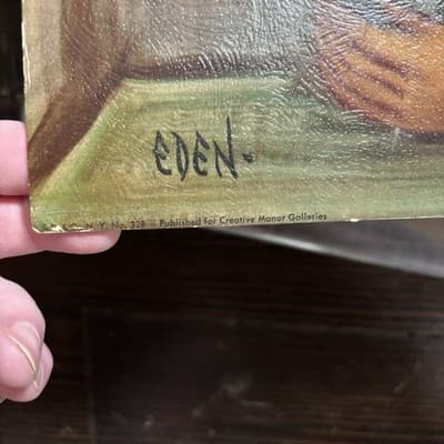 Vintage 1960's Eden “Sailor Girl” Lithograph Print Big Eye Art - Thumbnail 5