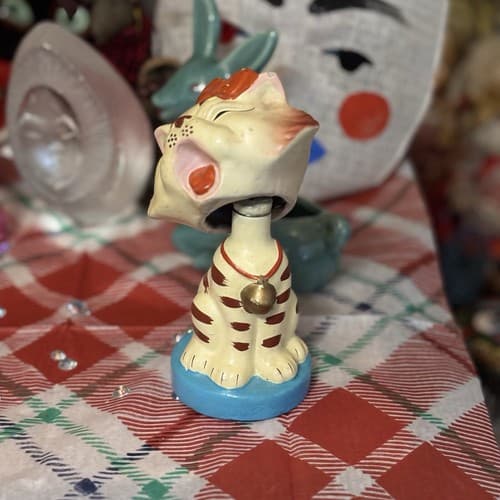 Vintage paper mache CUTE baby tiger bobblehead JAPAN - Thumbnail 2