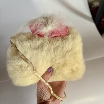 Vintage Fur w/ Doll Face Muff Warmer w/ Chain Strap – Mid Century Kitsch - Thumbnail 7